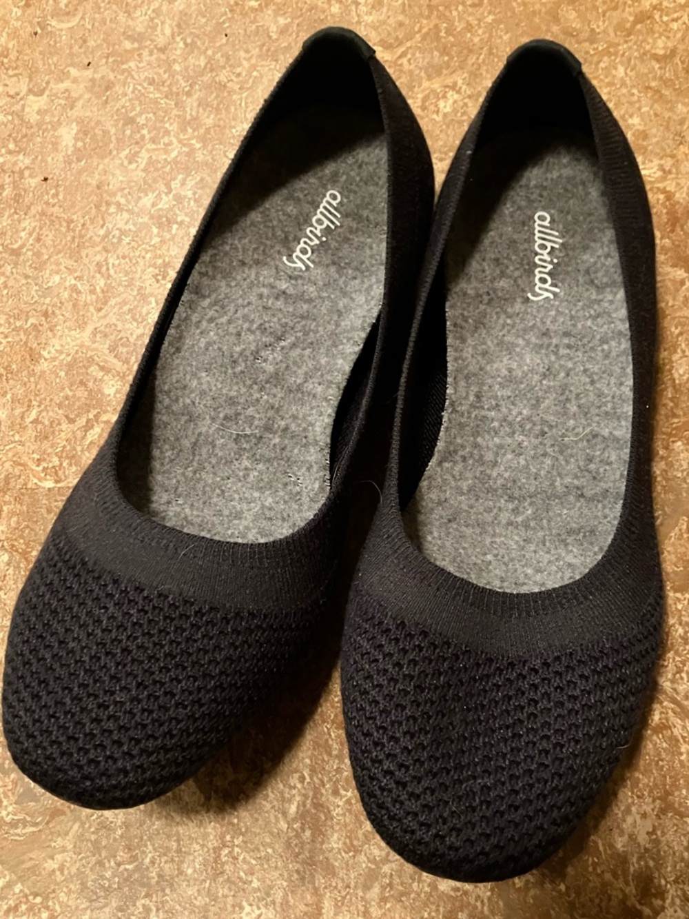 Allbirds Tree Breezer Ballet Flats Black Texture Removable Insert 7.5 NWOT